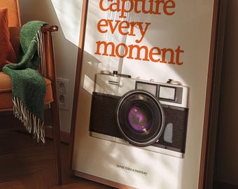 Impresión "Captura cada momento", impresión de cámara, arte mural fotográfico, regalo para fotógrafo