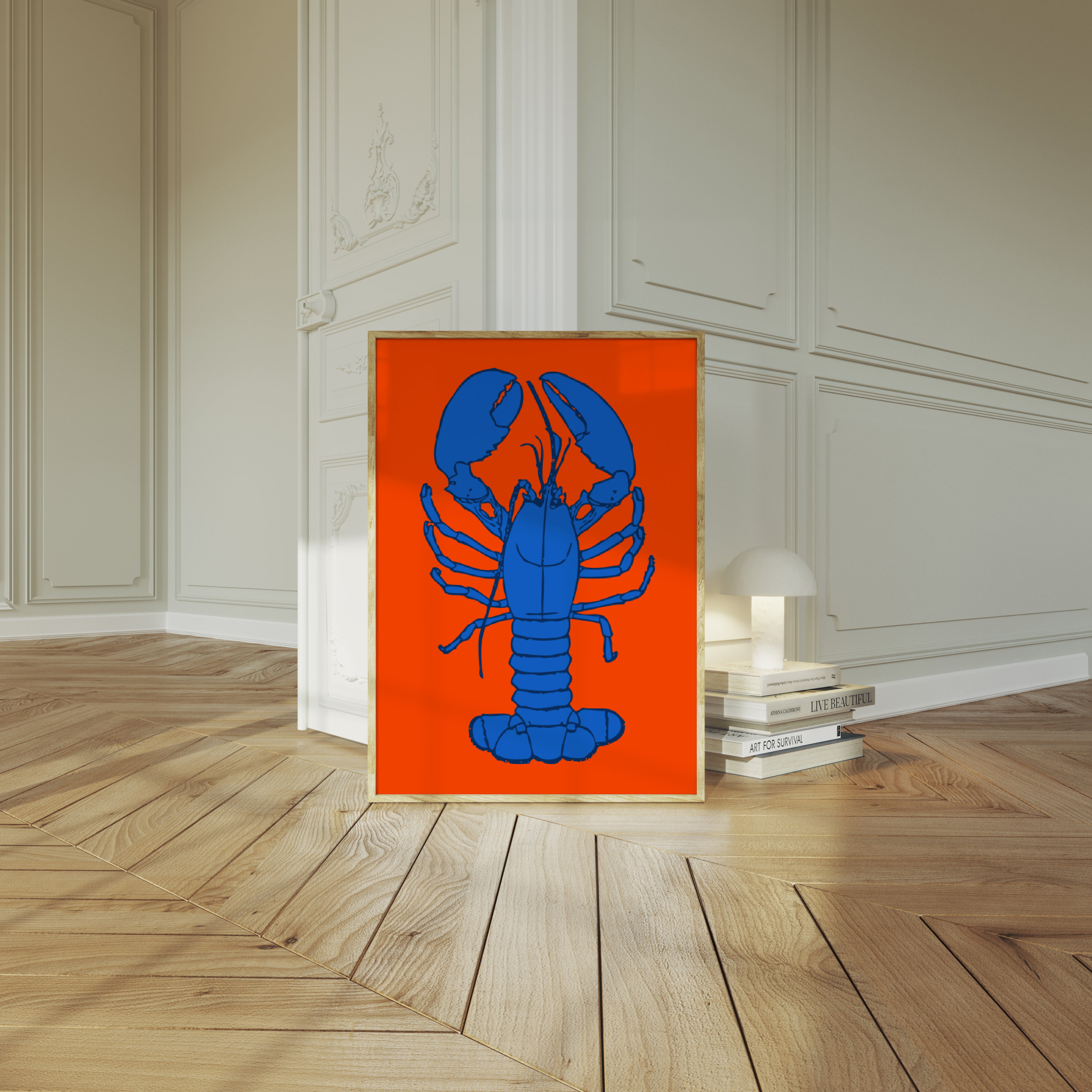 Blue Lobster Print Lobster Poster Seafood Kitchen Decor Aesthetic ...