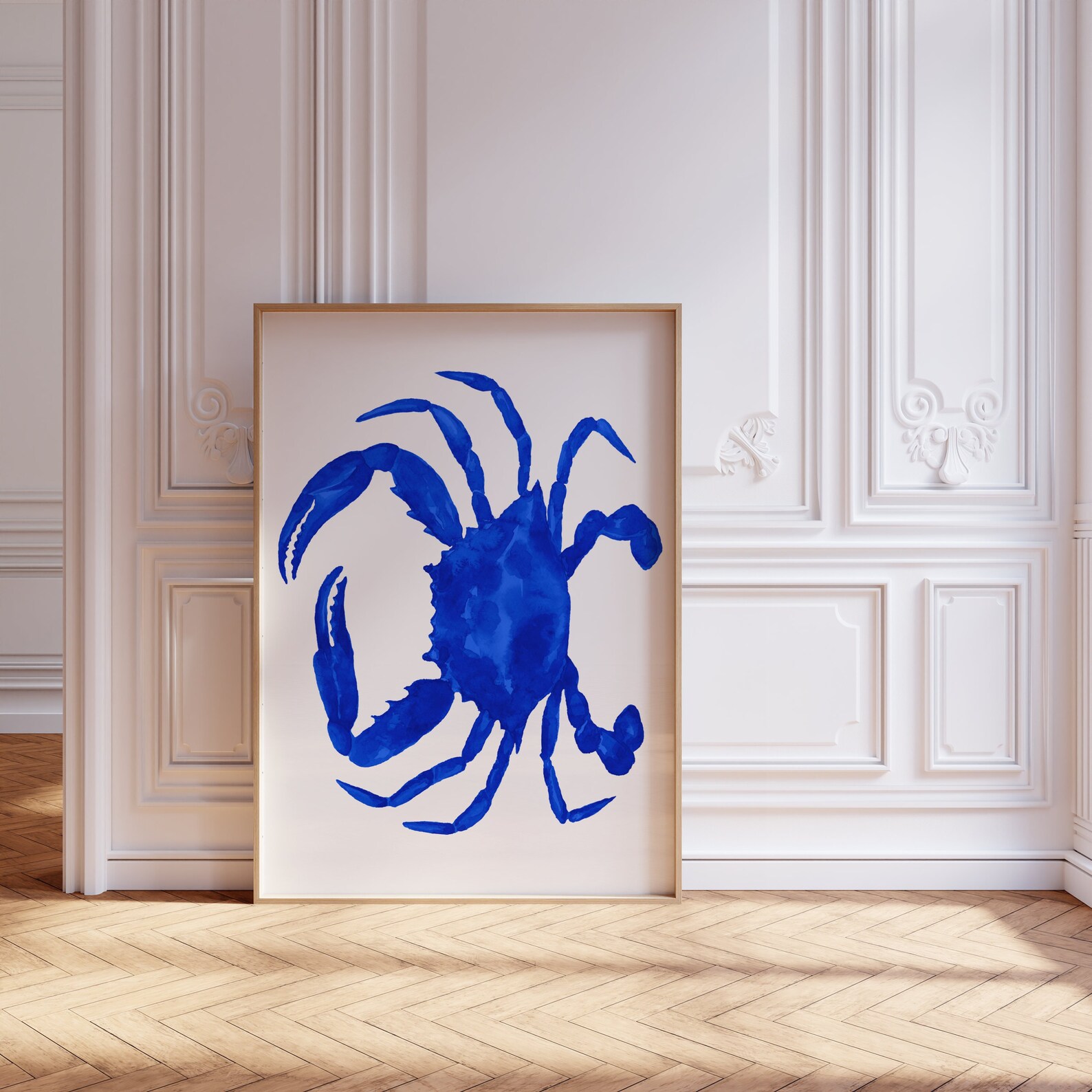 Blue Crab Print Watercolor Crab Poster Seafood Kitchen Decor Coastal ...