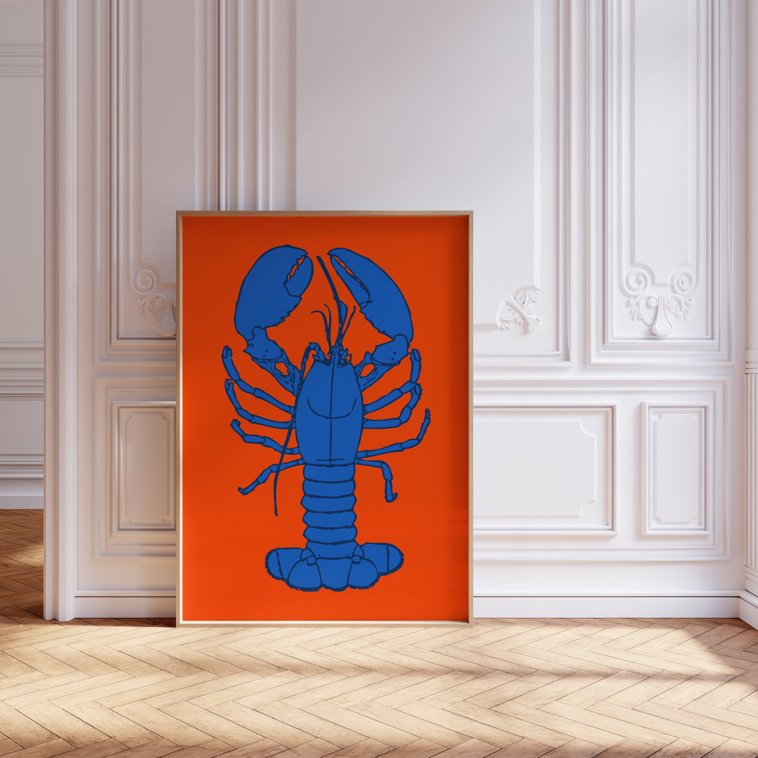 Blue Lobster Print Lobster Poster Seafood Kitchen Decor Aesthetic ...