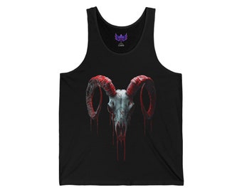 Baphomet Bloody Goat Skull 3 b.14 Unisex Jersey Tank