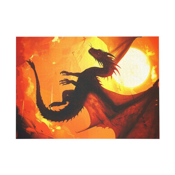 Dragon In Flight Sunset Puzzle (96, 252, 500, 1000-Piece)