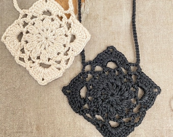 Sow Thistle Square - Tiny Crochet Motif Necklace