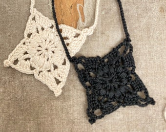 French Square - Tiny Crochet Motif Necklace