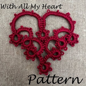 PDF Tatting Pattern With All My Heart Pendant Earrings Coaster image 1