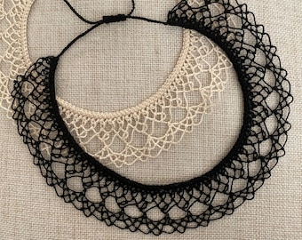 Knotted Lace Choker - Armenian Lace - Oya - Crochet -Double Pie Slice