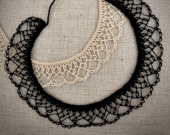 Knotted Lace Choker - Armenian Lace - Oya - Crochet -Pie Slice