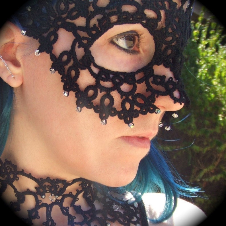 A Kind Of Pale Jewel Tatted Lace Mask image 5