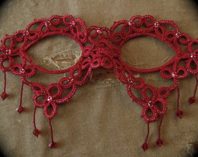 Tatted Lace Mask - Such A Sad Love - Embellished Red - Etsy
