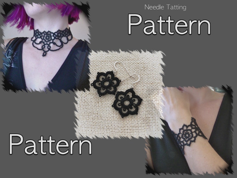 PDF Tatting Pattern Grand Daisy Jewelry Set Choker Necklace Bracelet Earrings image 1