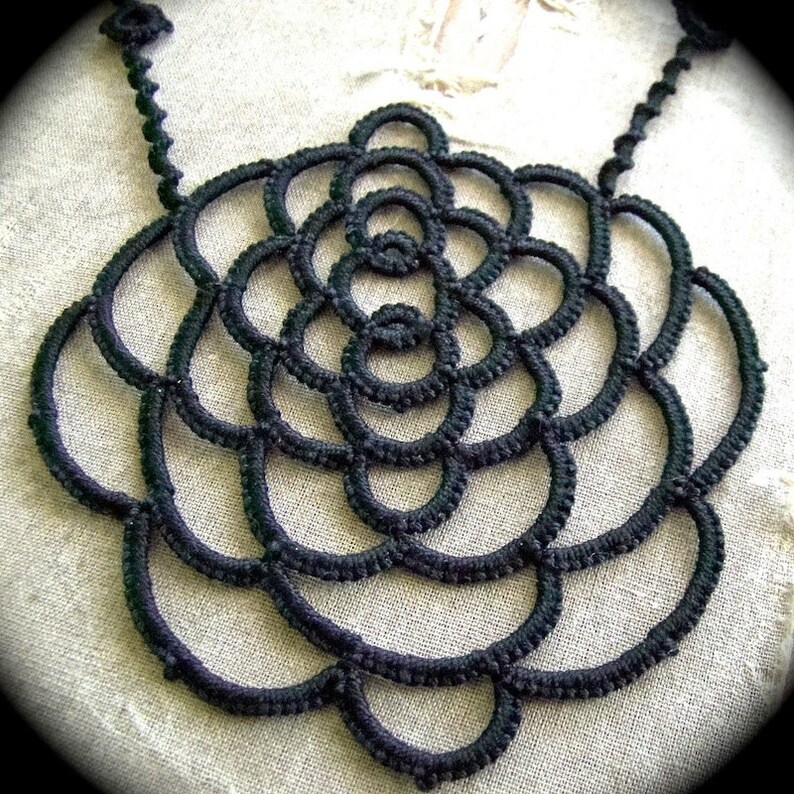 Tatted Lace Statement Necklace Lotus image 4