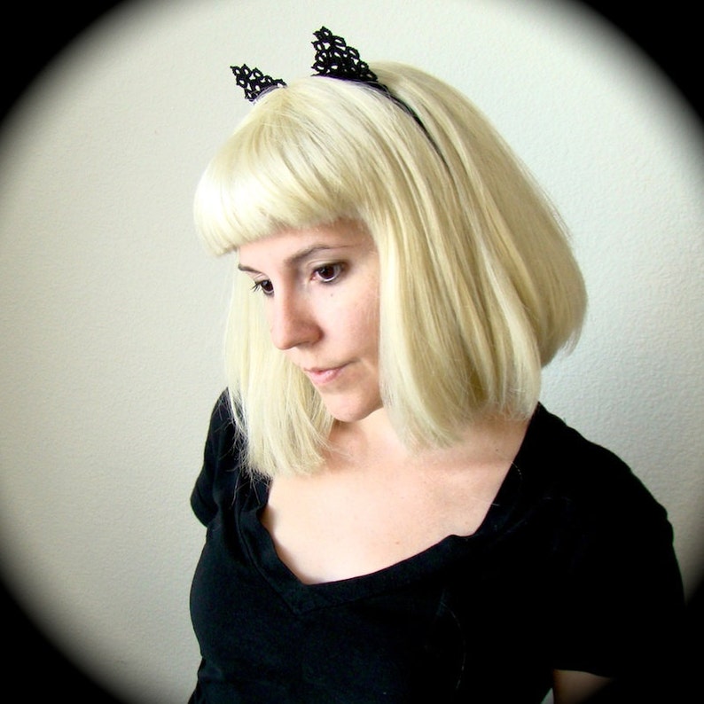 Tatted Lace Kitty Ears Cat Ear Headband image 2