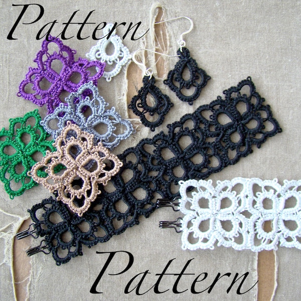 Patron de frivolité PDF - Pétales - Pendentif - Bracelet - Boucles d'oreilles