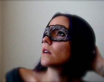 Tatted Lace Mask - You Remind Me Of The Babe - Black and Gray