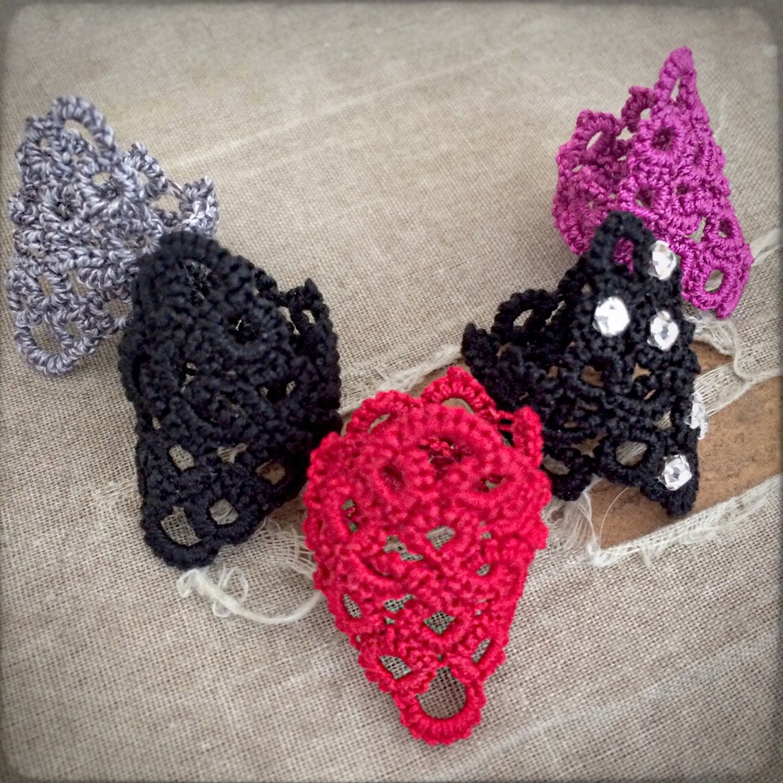 Tatted Lace Ring Lace Diamond Choose Your Color With or Etsy Israel