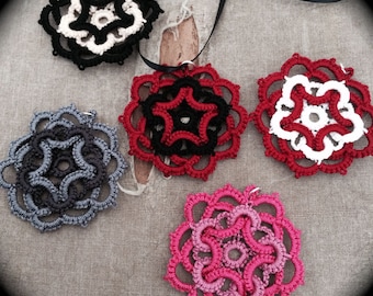 Tatted Lace Pendant - Star Flower - Two Color