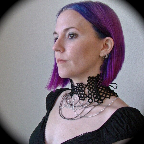 Tatted Lace Multi Chain Choker - Bound and Chained