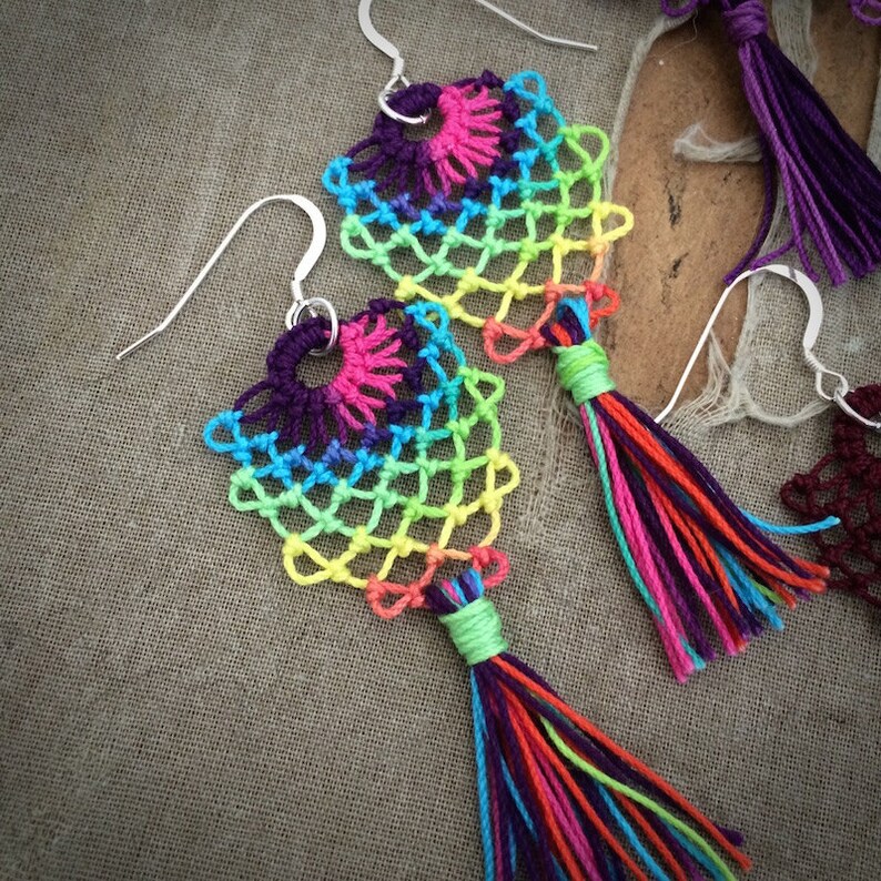 Pine Cone Lace and Tassel Earrings Armenian Lace Oya Etsy