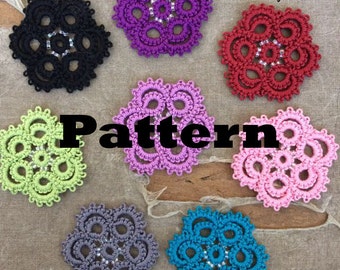 PDF Tatting Pattern -Swirl Flower Motif - Pendant - Earrings
