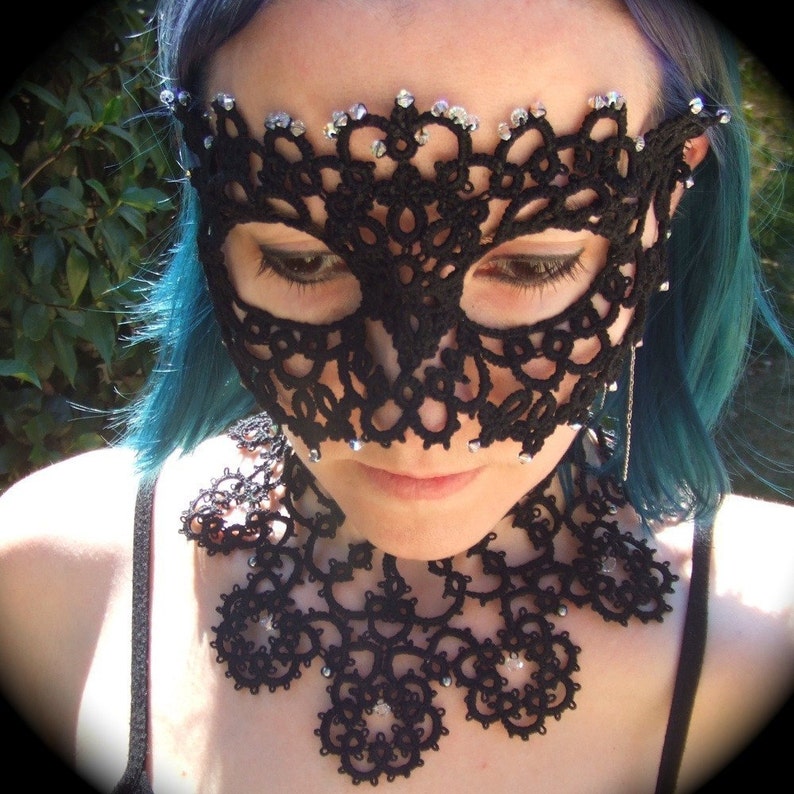 A Kind Of Pale Jewel Tatted Lace Mask image 1