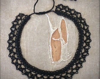 Knotted Lace Choker - Armenian Lace - Oya - Crochet - Basket Stitch
