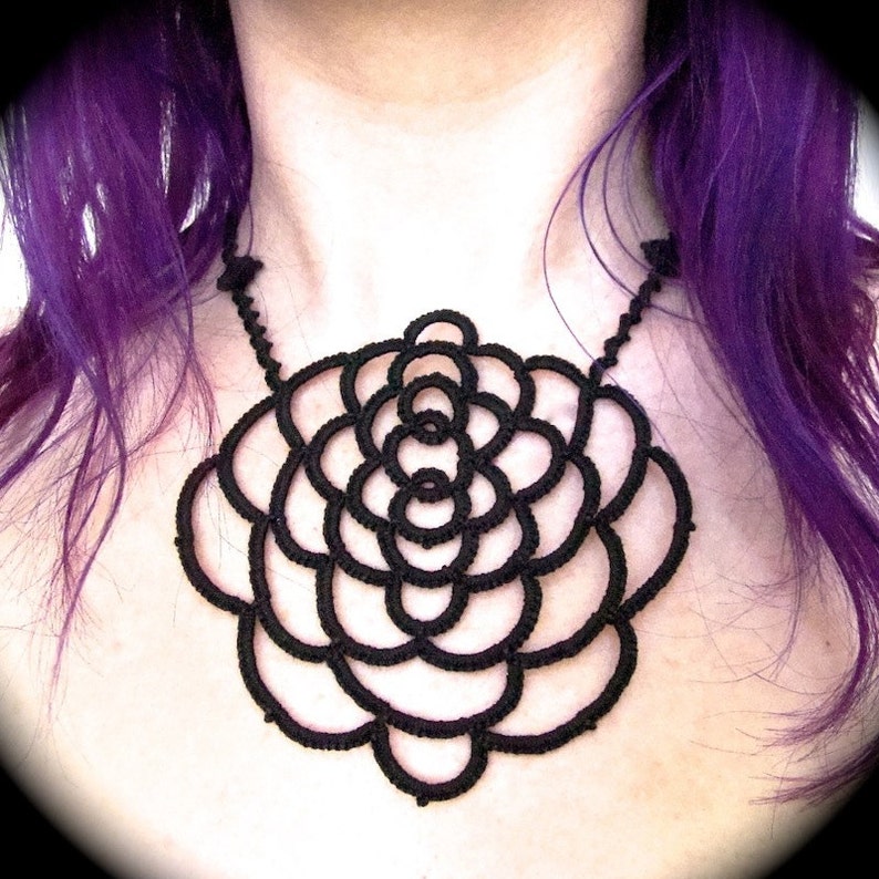 Tatted Lace Statement Necklace Lotus image 1