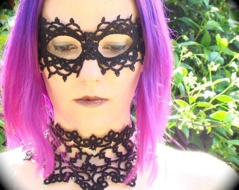 Tatted lace Mask - The Power Of Voodoo - Black