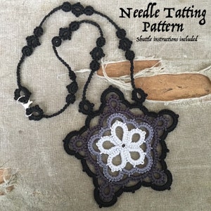 PDF Tatting Pattern -Black Star - Pendant - Necklace