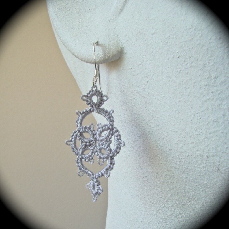 Tatted Lace Earrings Victoriana Silver image 3