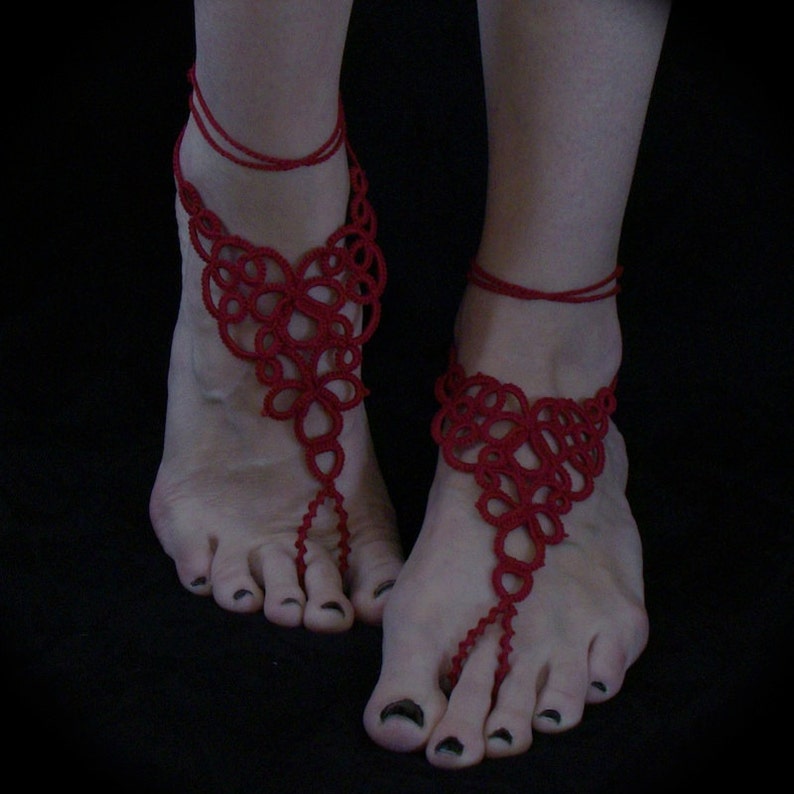 Tatted Barefoot Sandals Barefoot Heart image 5