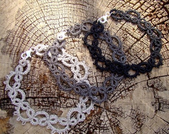 Tatted Lace Bracelet - The Vine - Organic Linen Thread