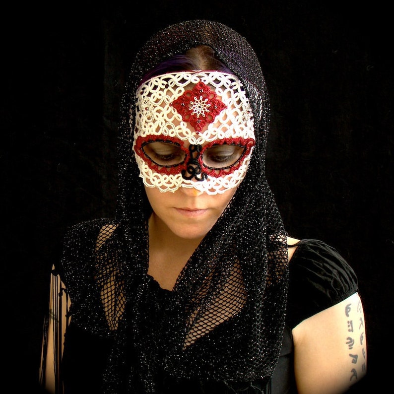 Tatted Sugar Skull Mask Dia De Los Muertos image 2