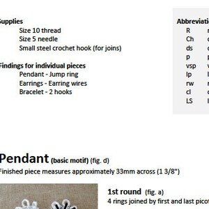 PDF Tatting Pattern Petals Pendant Bracelet Earrings image 5