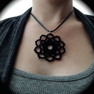 Tatted Lace Pendant Woven Rose Choose Your Color image 1