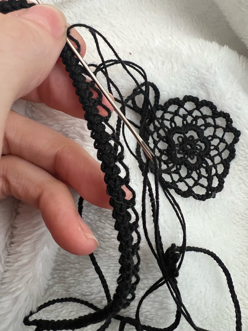 Flowers Multi-Strand Choker Necklace Tatting, Crochet & Armenian Knotted Lace image 6
