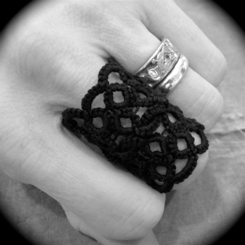 Tatted Lace Ring Double Wide Weave Etsy