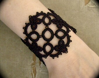 Tatted Cuff Bracelet - Garden Portal - Diagonal