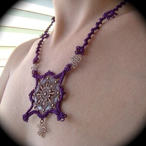 Tatted Necklace Copper Princess in Purple image 2