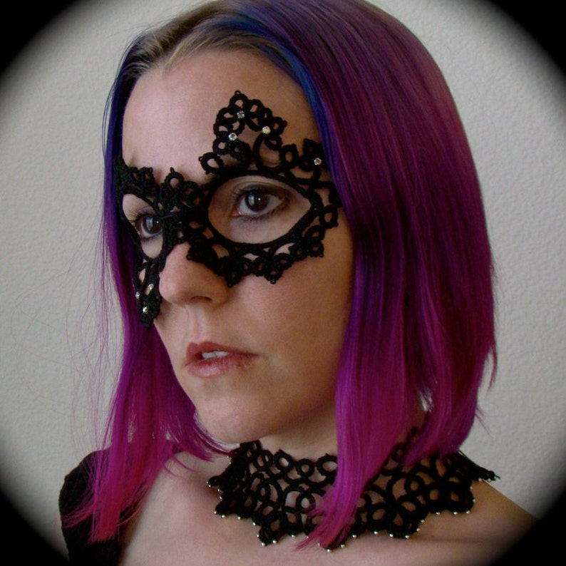 Tatted Lace Mask She Chose Down image 3