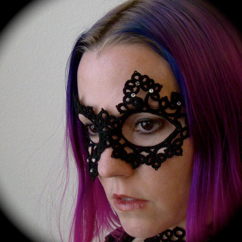 Tatted Lace Mask She Chose Down image 1