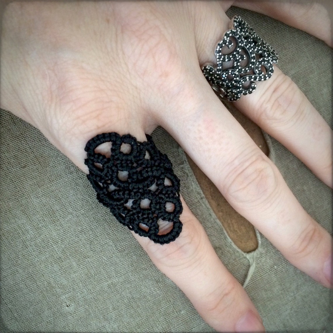 Tatted Lace Ring Lace Diamond Choose Your Color With or Etsy Israel