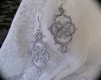 Tatted Lace Earrings - Victoriana - Silver