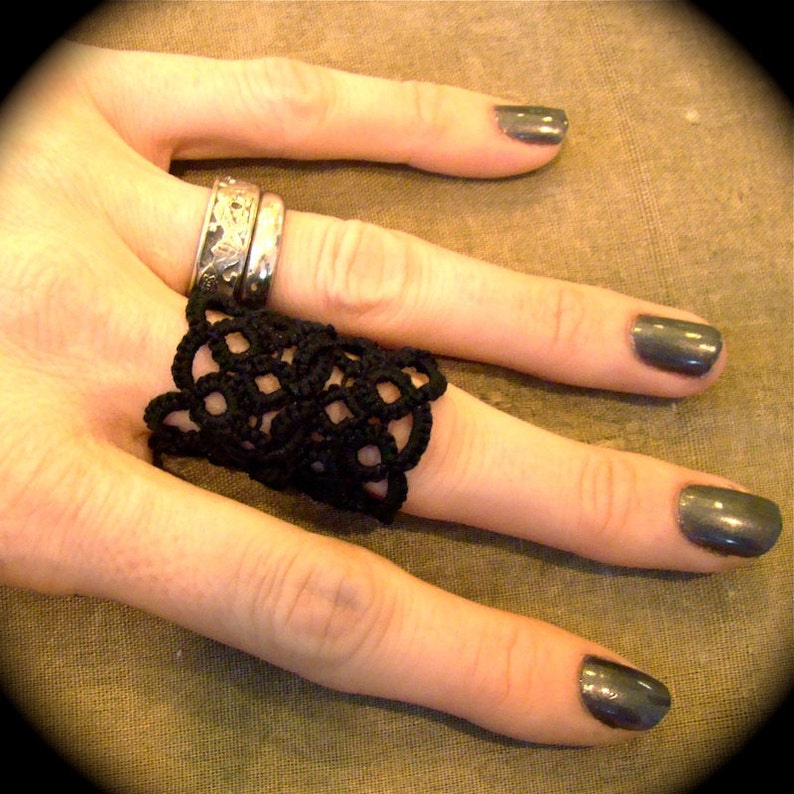 Tatted Lace Ring Double Wide Weave Etsy