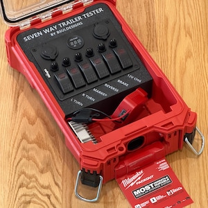 Milwaukee M18 Packout Trailer Light Tester Weathertight 7 Pin With All Functions (Semi Style and Pickup Style)