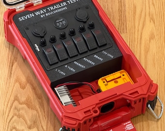 DeWalt 20V Milwaukee Packout Trailer Light Tester Weathertight 7 Pin With All Functions (Semi Style and Pickup Style)