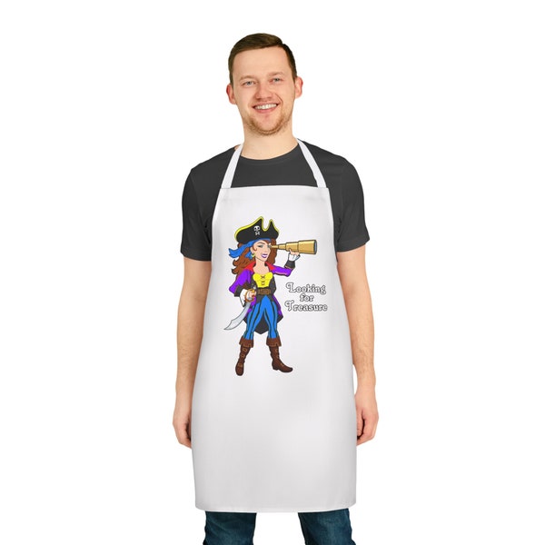 Apron, 5-Color Straps, Looking for Treasure, cook, chef, BBQ, kitchen island, BAR, bartender, grill, lunch, frying, burgers, teddy bear,