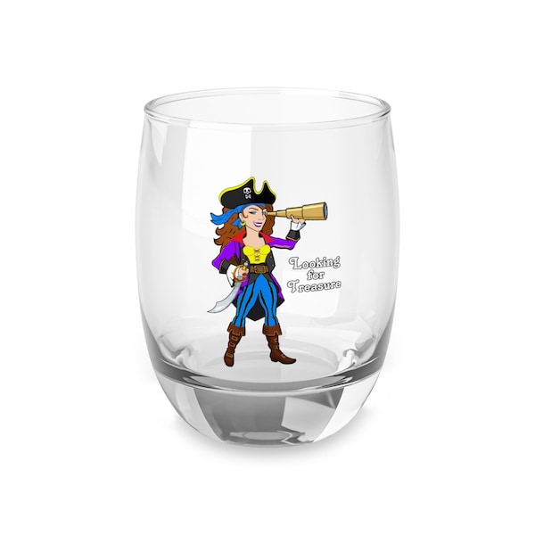 Whiskey Glass, Looking for Treasure, Pirate Girl, cocktail, BBQ, party, Mom gift, Wife gift, sister gift, Bestie gift, girlfriend gift,