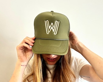Custom Initials Trucker Hat, Personalized Embroidered Foam Front Hat, Gift for Him or Her, Unisex SnapBack, Monogram, Initials or Letter.