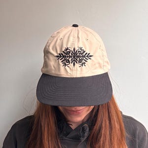 Folk Floral Embroidered Camper Cap | Low Profile Flat Brim Outdoor Hat