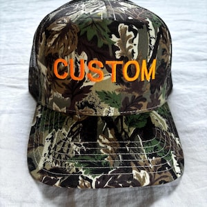 Custom Embroidery Camo Trucker, Real Tree Camouflage Hat Gift for Him or Her Adult Unisex Size, Mesh Snapback Personalized Embroidered Hat